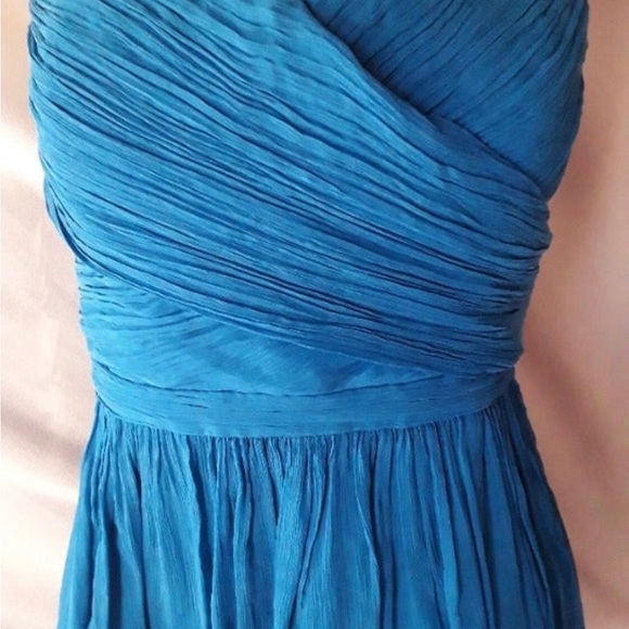 J Crew100%  blue silk chiffon strapless mini dress called Arabella - Picture 13 of 14